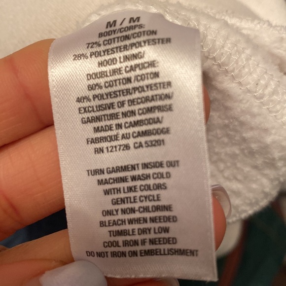 2/$25White casual comfy Aeropostale zip up waffle lined hooded sweater sz medium - Picture 7 of 11